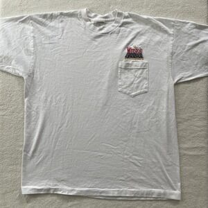 Winston Winners Club T-Shirt Mens XL White Vintage Pocket Single Stitch USA Made